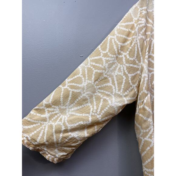 Calypso St Barth x Target Womens Tunic Top XL Tan White‎ Cotton Batik Boho Beach - Picture 7 of 8